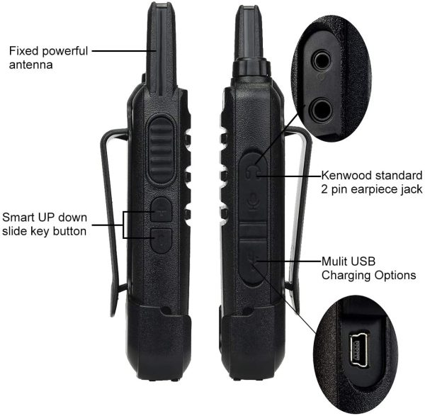 RT22 2 Way Radios Long Range Rechargeable 16 Channel FRS Small VOX Hands-Free Two Way Radio Walkie Talkies(10 Pack) - Image 9