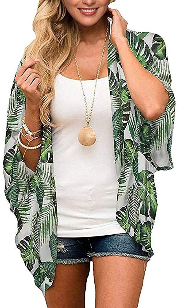 Naivikid Women's Floral Print Kimono Sheer Chiffon Loose Cardigan S-3XXL - Image 3