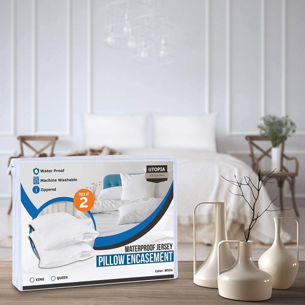 Utopia Bedding Waterproof Zippered Pillow Encasement Bed Bug Proof Pillow Protectors Jersey - 20 x 38 Inches - (Pack of 2, King, White) - Image 4