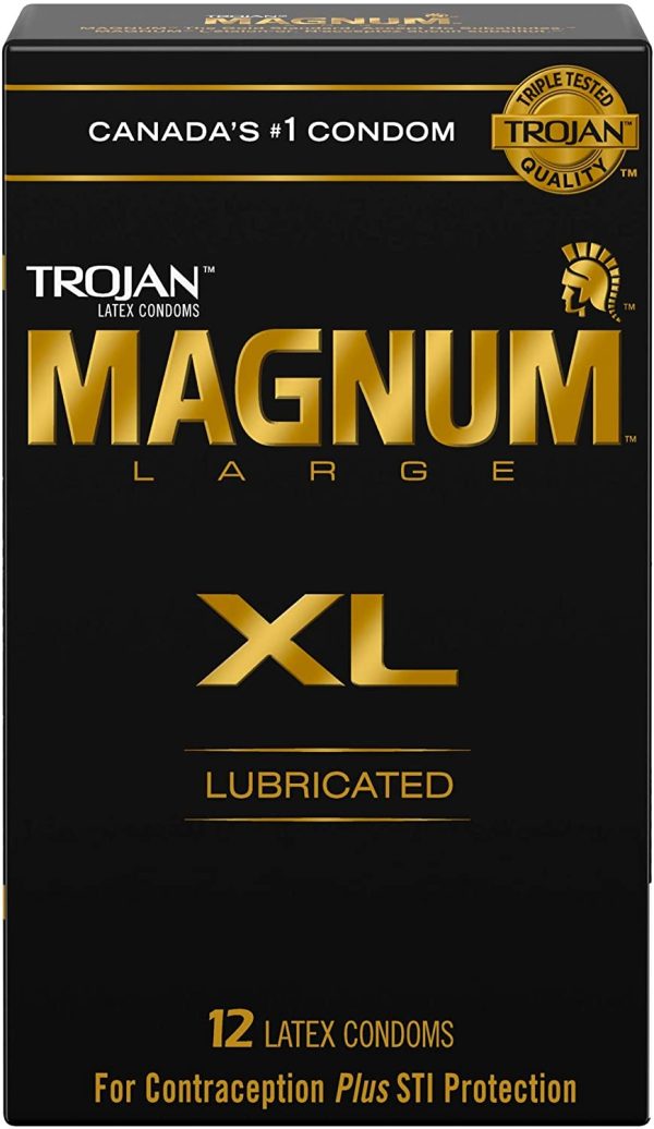 TROJAN Magnum XL Extra Large Size Lubricated Latex Condoms, 12 Count - Image 2