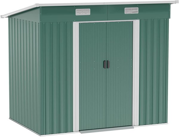 Outsunny 7'x 4' Metal Patio Storage Shed Garden Lockable Shed Tool Utility Storage Unit, Green - Image 6