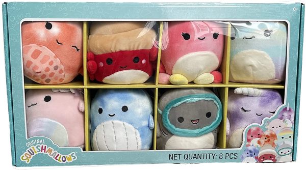 Squishmallows Official Kellytoy Set of  5 inch Sea Squishmallows (Indie, Orzella, Fabiola, Samir, Gordon, Nabila, Archie and Livvy)