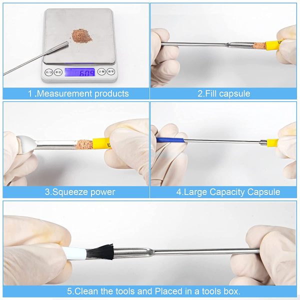 Capsule Filling Tools, Micro Lab Spoon Spatula Tamper Tool for Fast and Easy Gel Capsule Filling, Gel Cap Capsule Pill Filler Machine - #000 00 0 1 2 - Image 5