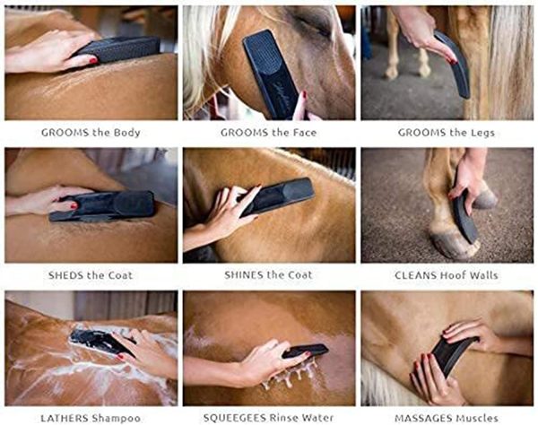 Yisite Upgrade 6-in-1 Shedding Grooming Massage Brush Horse Hairs Combs Pet Horse Grooming Bathing Cleaning Comb Strip Hair Gentle Groomer for Horses, Removing Dried Mud and Sweat Original for Horses - Image 4