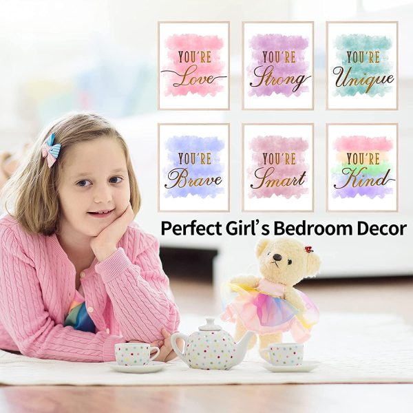 HOMANGA Girls Room Decor Posters, Kids Room Wall Art, Girls Room Wall Decor, Posters For Teen Girls Room, Girls Wall Decor Prints for Bedroom, Nursery Room, Playroom (Set of 6, 20x25 CM, Unframed) - Image 2