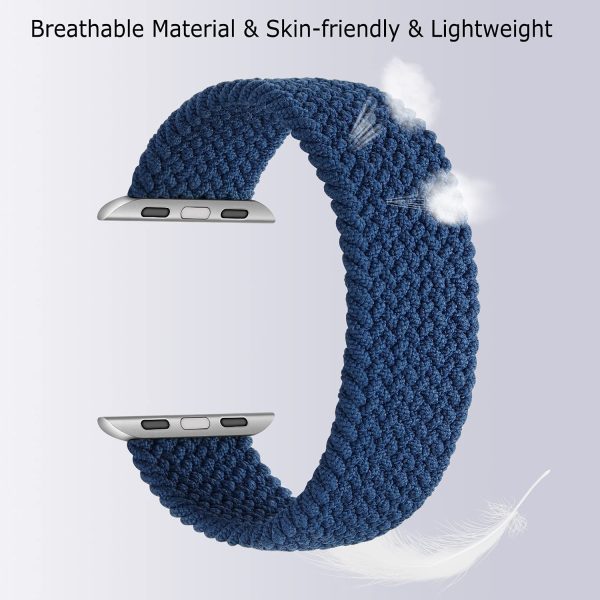 Sport Braided Solo Loop Strap Compatible with Apple Watch Band 38mm 40mm 41mm 42mm 44mm 45mm, Elastic Nylon Bracelets for iWatch Series 7 6 5 4 3 2 1, SE (38mm/40mm/41mm - S, Blue) - Image 3