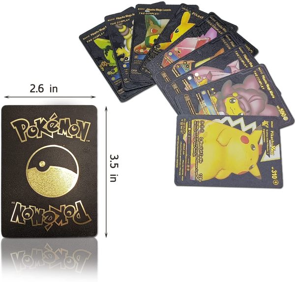 54 Pcs Cartoon TCG Gold Foil Card, Gold Foil Assorted Cards, Vmax GX DX Charizard Golden Super Rare Assorted Collection Cards, Best Gift for Kids, Game Fan and Collectors () - Image 4