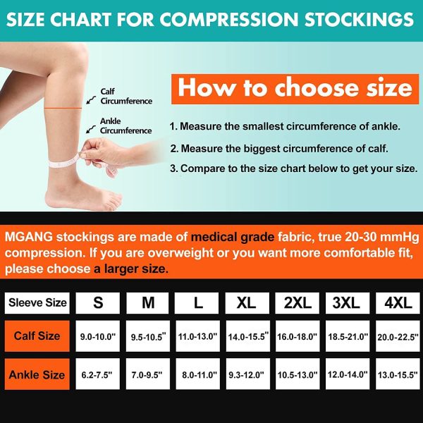 Compression Socks, 2 Pairs, 20-30 mmHg Graduated Knee-Hi Compression Stockings for Unisex, Open Toe, Opaque, Support Hose for DVT, Pregnancy, Varicose Veins, Relief Shin Splints, Beige S - Image 3