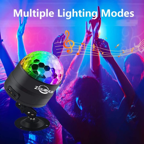 Ziduohui Party Lights Disco Ball, Color Disco Lights Sound Activated Strobe Light with USB Powered Remote Control DJ Lights for Home Room Parties, Wedding, Show, Birthday, Club, Pub, Xmas - Image 2