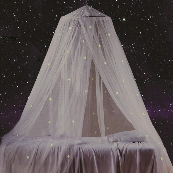 Bed Canopy with Fluorescent Stars Glow in Dark for Baby, Kids, Bed Netting Use to Cover The Baby Crib, Kid Bed, Girls Bed Or Full Size Bed, Fire Retardant Fabric - Image 9