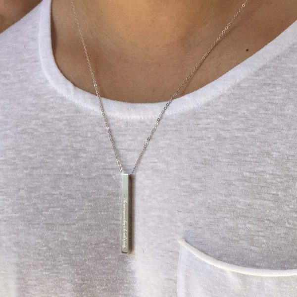 Men's Necklace Same Day Shipping For Him Mens Cube Personalized Bar Necklace Customized necklace 16k Gold Silver Rose gold -Plated Delicate Boy Necklace ID Birthday Best Graduation Day gift - Image 3