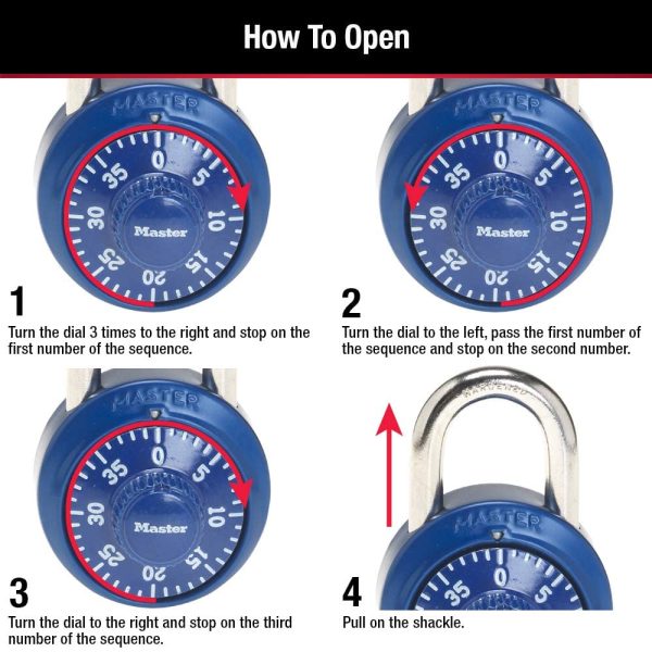 Padlock, Standard Dial Combination Lock, 1-7/8 in. Wide, Assorted Colors, 1530DCM - Image 4