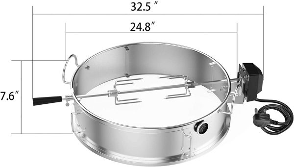 only fire Multi-Purpose Stainless Steel Rotisserie Ring Kit for Weber 22 1/2" Kettle and Other Similar Grills - Image 4