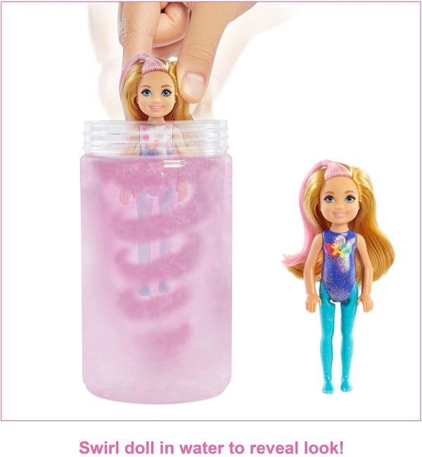 Barbie Chelsea Color Reveal Doll with 6 Surprises: 4 Bags Contain Skirt or Pants, Shoes, Tiara & Balloon Accessory; Water Reveals Confetti-Print Doll’s Look & Color Change on Hair; 3 Year Olds & Up - Image 5