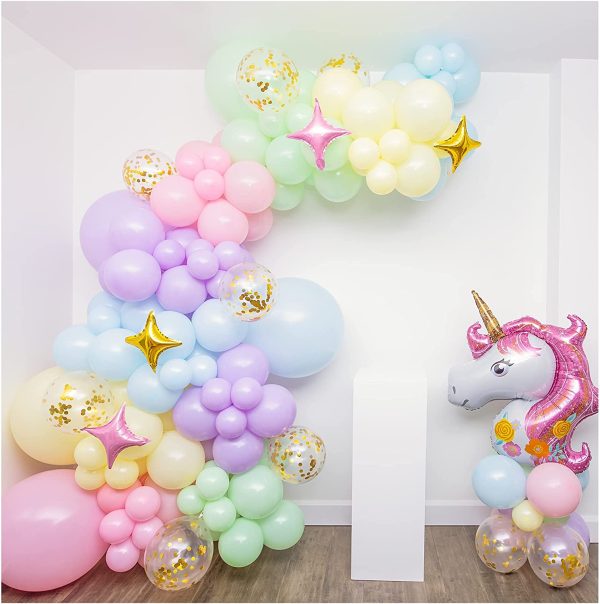 Shimmer and Confetti Premium DIY Pastel Unicorn Balloon Garland and Arch Kit, Giant Unicorn, Stars, Confetti. Unicorn Birthday Decorations for Girls. Easter Balloons. Macaron, Rainbow Party Supplies. - Image 4