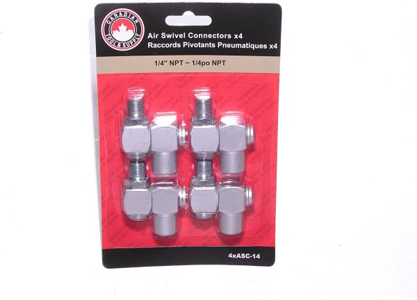 (4-Pack) Air Hose Swivel Connectors Fitting 1/4" Inch NPT (4xASC-14)