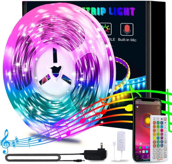 50ft LED Lights, L8star 15m Led Lights Strip for Bedroom Smart Color Changing Rope Lights SMD 5050 RGB Light Strips with Bluetooth Controller Sync to Music Apply for TV, Bedroom and Home Decoration - Image 7