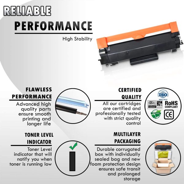 (CHIP INCLUDED) 2 High Yield  Toner Cartridges TN-760 TN760 Compatible Remanufactured for Brother TN-760 Black MFC-L2710DW MFC-L2730DW MFC-L2750DW MFC-L2750DWXL DCP-L2550DW HL-L2350DW HL-L2370DW - Image 5