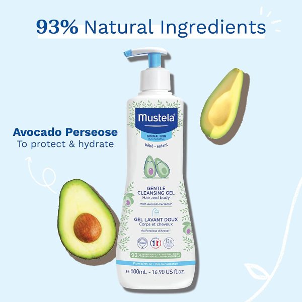 Mustela Baby Gentle Cleansing Gel - Baby Hair and Body Wash - with Natural Avocado fortified with Vitamin B5 - Biodegradable Formula and Tear-Free - Image 7