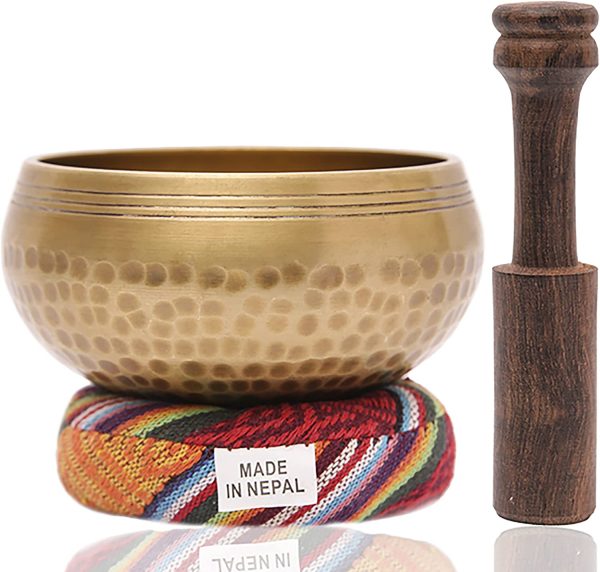 Authentic Tibetan Singing Bowl From 7 Planets, Hand Hammered Design | Meditation Sound Bowl, 6 inch Mallet & Cushion for Yoga, Deep Relaxation & Supporting Holistic Healing (3Inch)