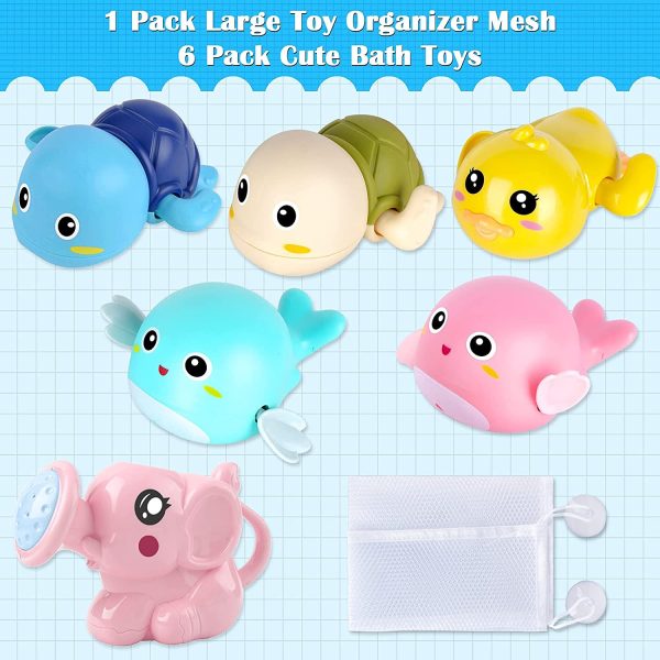 Bath Toys, 6 Pack Bathtub Toys for 1 2 3 4 5 Year Old Boy Girl Swimming Tub Toddler Bath Toys with Bath Toy Storage Organizer - Image 5