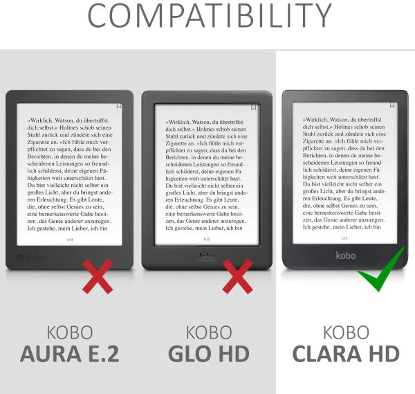 kwmobile Cover Compatible with Kobo Clara HD - Fabric e-Reader Case with Hand Strap and Stand - Fabric Dark Grey - Image 5