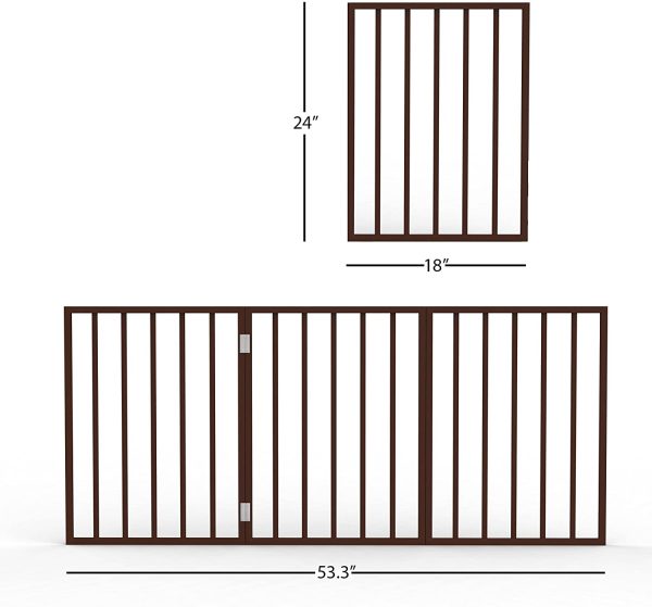 PETMAKER Freestanding Wooden Pet Gate, Dark Brown - Image 2