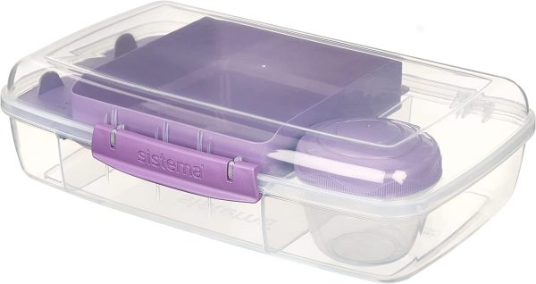 to Go Collection Bento Box, Clear with Assorted Colors - Image 4