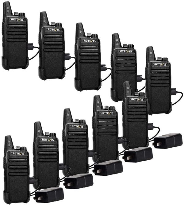 RT22 2 Way Radios Long Range Rechargeable 16 Channel FRS Small VOX Hands-Free Two Way Radio Walkie Talkies(10 Pack)