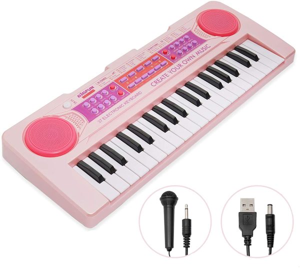 Kids Keyboard 37 Keys Kids Piano Keyboard Girls Multi-Function Piano Pink Organ Educational Light up Keyboard with Microphone for Kids Girls Toddlers Toys 16.5Inch - Image 5