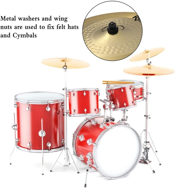 21 Pieces Cymbal Replacement Accessories, Drum Kit Accessories Set include Cymbal Felts, Cymbal Sleeves with Base, Cymbal Wing Nuts and Cymbal Washer