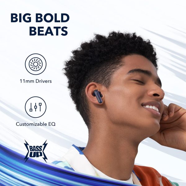 by Anker Life P3 Noise Cancelling Earbuds, Big Bass, 6 Mics, Clear Calls, Multi Mode Noise Cancelling, Wireless Charging,  App with Gaming Mode, Sleeping Mode, Find Your Earbuds (Navy blue)