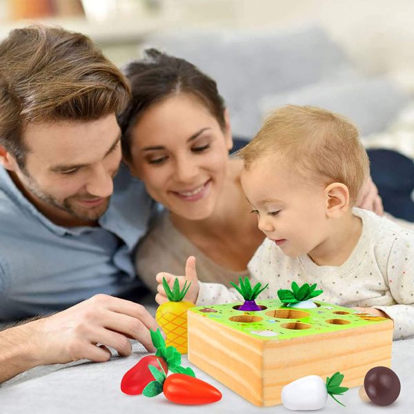 CENOVE Educational Wooden Toys for Toddlers, Carrots Harvest Shape Size Sorting Game, Developmental Montessori Toys for 1 2 3 Year Old Boys and Girls Preschool Learning Fine Motor Skill - Image 7