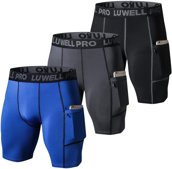 LUWELL PRO Men's 3 Pack Compression Shorts Baselayer Cool Dry Sports Tights Athletic Undershorts for Running,Workout,Training - Image 3