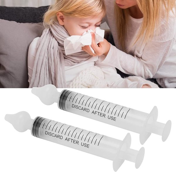 Baby Nasal Irrigator, 10ml Professional Syringe Baby Nasal Irrigator Portable Infant se Cleaner Rinsing Device Silicone Heads Baby Nasal Irrigator (2 Pcs) - Image 9