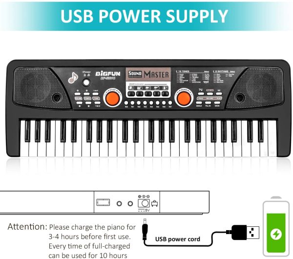 M SANMERSEN Kids Piano Keyboard with Microphone, 49 Keys Electronic Keyboards Pianos for Beginners Kids Piano with MP3 Function for 3-12 Years Girls Boys - Image 3