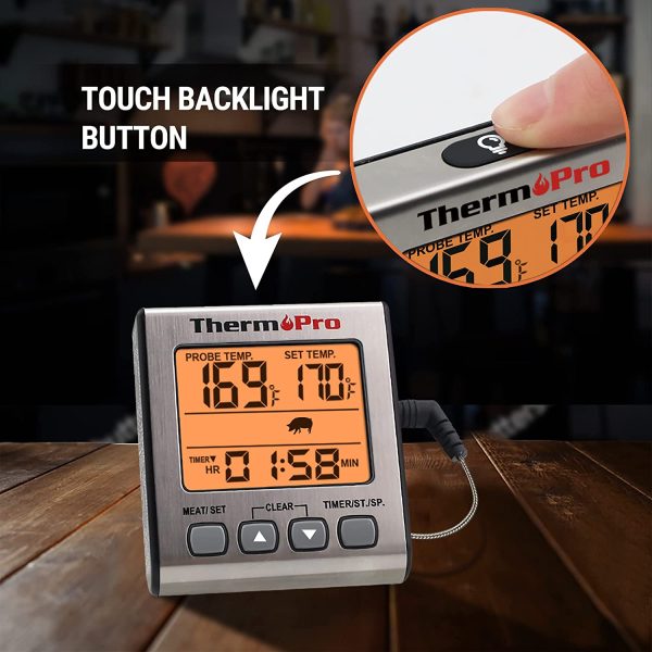 ThermoPro TP16S Digital Meat Thermometer for Cooking and Grilling, BBQ Food Thermometer with Backlight and Kitchen Timer, Grill Temperature Probe Thermometer for Smoker, Barbecue, Oven, Baking,Oil - Image 8