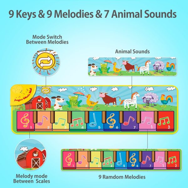 Baby Musical Mats with 25 Music Sounds, Musical Toys Child Floor Piano Keyboard Mat Carpet Animal Blanket Touch Playmat Early Education Toys for Baby Girls Boys Toddlers (1 to 5 Years Old) - Image 5