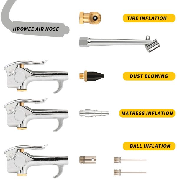 20 Pieces 1/4 inch NPT Air Blow Gun and Brass Fittings Kit with Tire Inflation Needles Chuck Air Compressor Connector Couplers and Plugs Hose Splicer Repair Kit with Barb Splicer and Clamps - Image 4