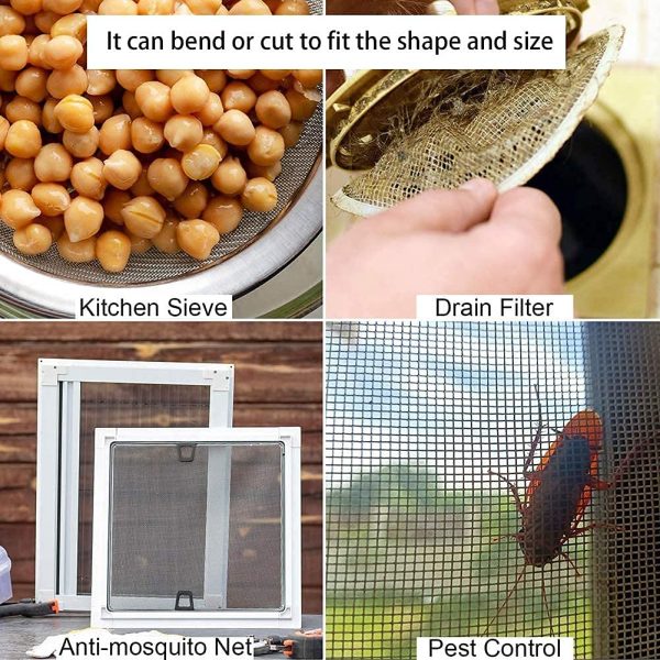 5 Pack 304 Stainless Steel Woven Wire Mesh Screen, Hard and Heat Resisting Screen Mesh Air Vent Mesh, 11.8??X 8.27“（30 x 21cm) 1mm Hole 20 Mesh, Metal Mesh Sheet, Rodent Mesh Screen for Garden Animal Cage Net Cabinets Mesh - Image 6