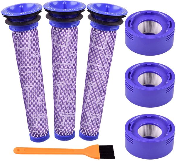 6 Pack Filter Replacement for Dyson V7 Motorhead, V7 Absolute, V7 Animal, V8 Animal, V8 Absolute, 3 Pre Filter and 3 HEPA Post Filter Replaces Part # 965661-01 & 967478-01,Reusable and Washable - Image 3