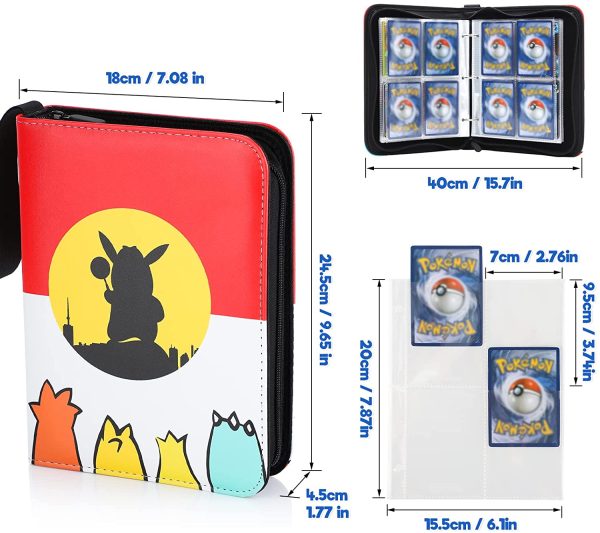 Trading Cards Binder Case for Cards??0 Page 4 Pocket Double Sided Removable Sleeve 400 Cards Binder Zip Designed for Easy Carrying Card Collection Binder Album Gifts for Boys Girls - Image 8