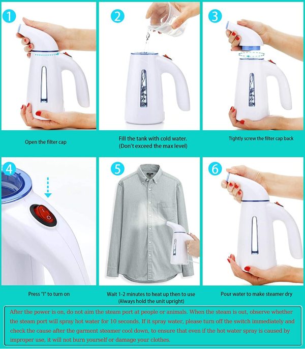 OGHom Steamer for Clothes Steamer, Handheld Garment Steamer 240ml Portable Clothing Steam Iron - Image 3