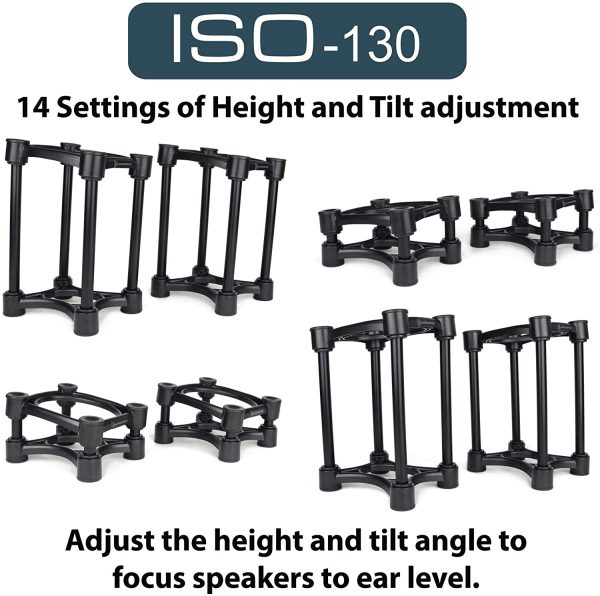 IsoAcoustics Iso-Stand Series Speaker Isolation Stands with Height & Tilt Adjustment: Iso-130 (5.1" x 6?? Pair - Image 5