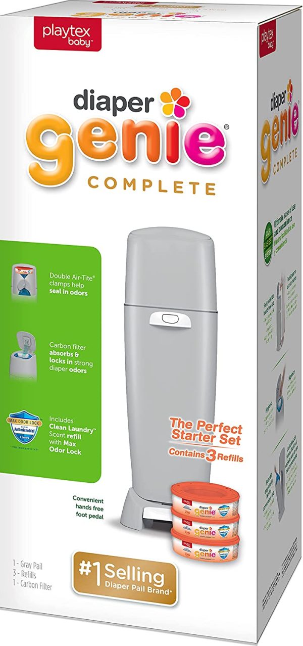 Playtex Diaper Genie Complete NEW Diaper Pail, with 3 Max Fresh Diaper Pail Refills, Grey, Amazon Exclusive - Image 7