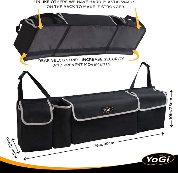 Trunk and Backseat car Organizer by Yogi Prime, hanging Trunk Storage Organizer Will Provides You The Most Storage Space Possible, Use It As A Back Seat Storage Car Cargo Organizer and Free Your Trunk Floor - Image 3