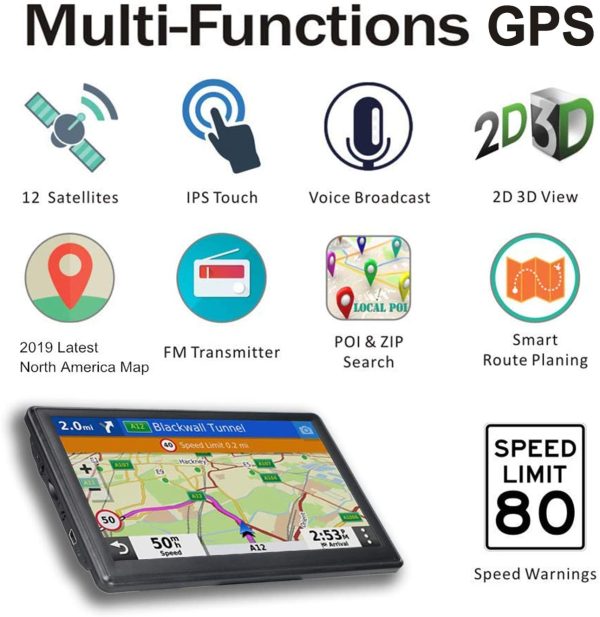 OHREX GPS Navigation for Car, Car GPS Navigation System, Truck GPS with 7" Touch Screen, Free Lifetime Map Updates, Spoken Driver Alerts