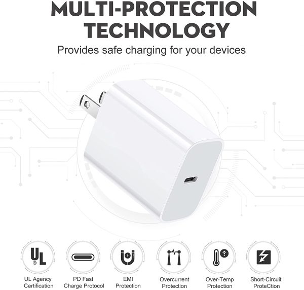 20W Fast Charger,USB C Adaptive Fast Charger for iphone 12/13, 20W PD Wall Charger with 3FT USB C Cable Compatible with iPhone 13/13Pro Max/12/12Mini/12Pro/12 Pro Max/11/11Pro/11 Pro Max/Xs Max/XR/X/8/8Plus, iPad, AirPods and More