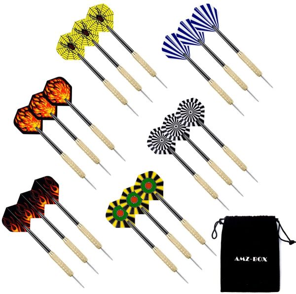 Steel Tip Darts, 18 Pcs 18 Grams Metal Dart Set with 18 Slim Flights, Aluminum Shafts and 1 Pcs Dart Pocket (18Pcs-A) - Image 3