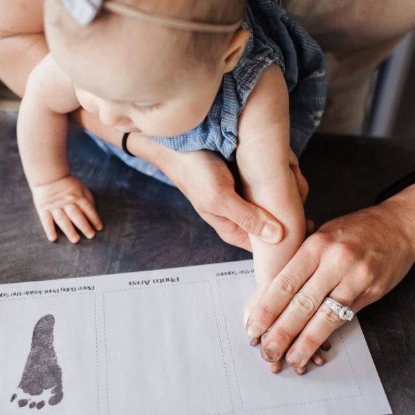 Precious Baby Handprint and Footprint Frame Kit - Baby Prints Photo Keepsake in White with Non-Toxic Ink Pad - Quality Wood Frame With Safe Acrylic Glass - Great Baby Gift For Baby Registry - Image 2